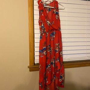 Womens Soprano Ruffle Printed midi Dress